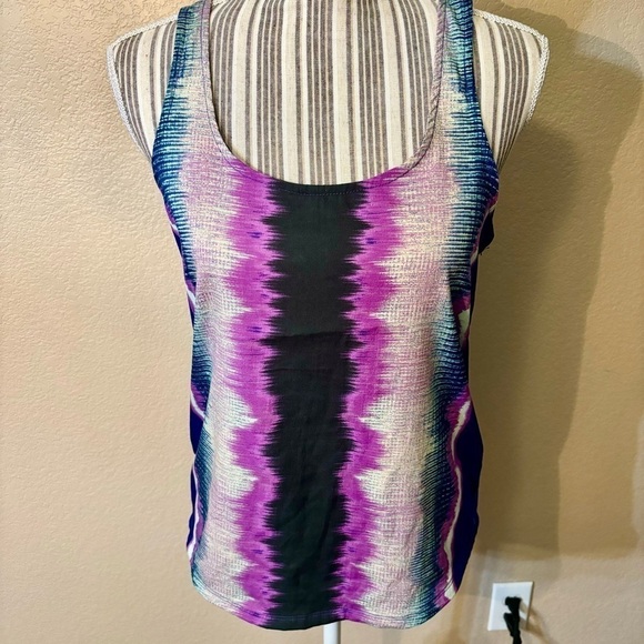 Hurley Tank Small Purple Turquoise Black Abstract Pattern Athletic Stretchy - Picture 3 of 14